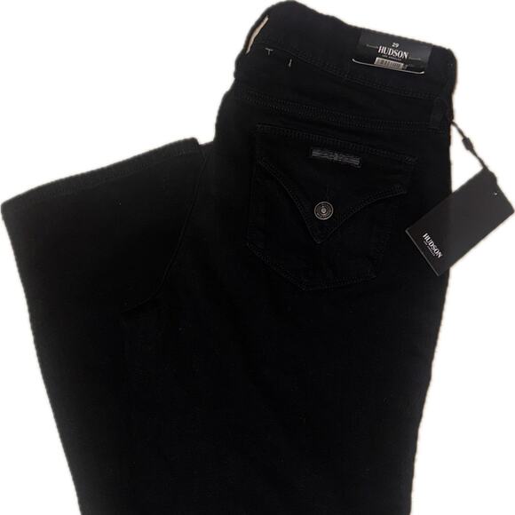 Hudson Women's black Mid-Rise Stretch Straight Denim Jeans - Picture 1 of 3